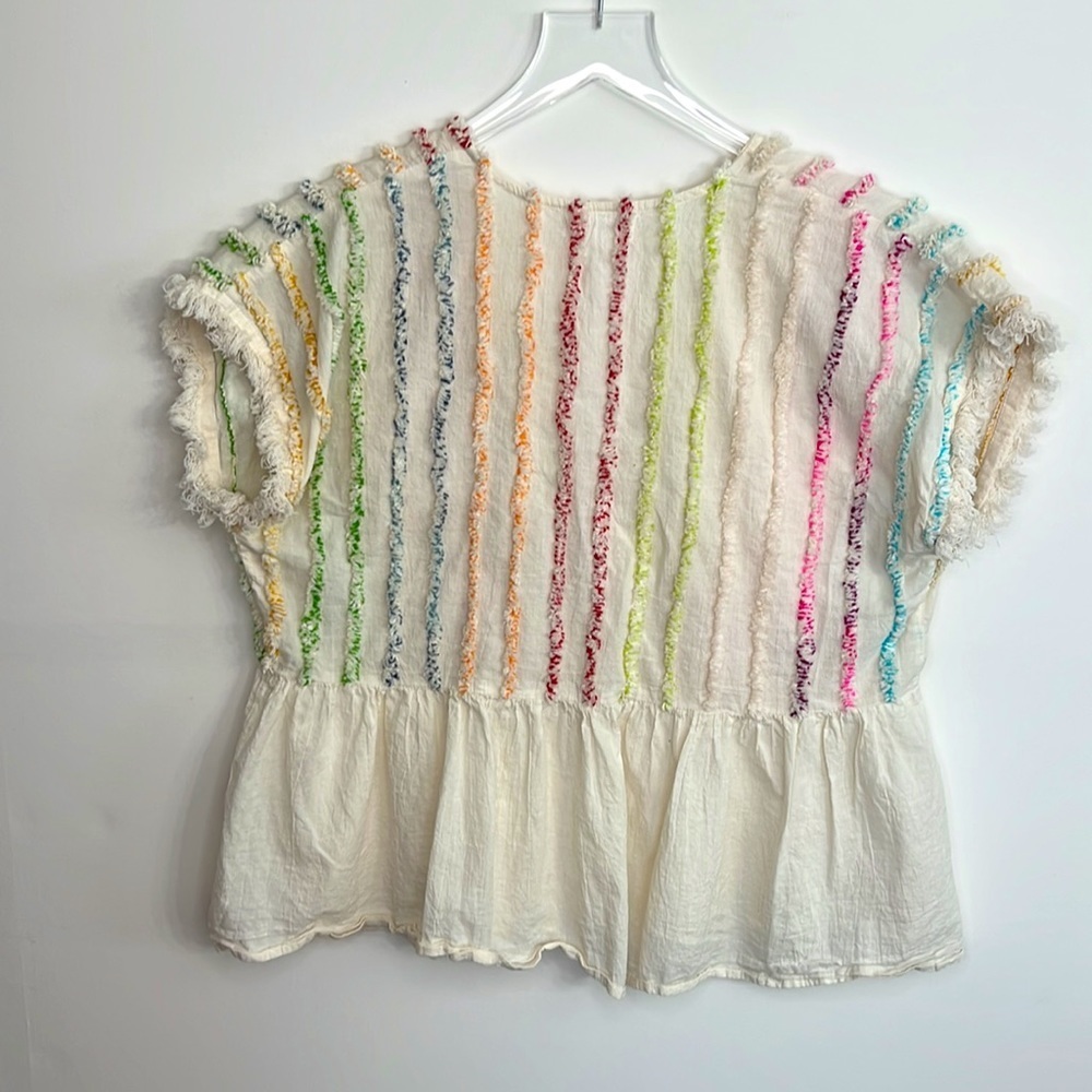 THML Cream Peplum Top with Multicolor Stripes - Picture 6 of 15